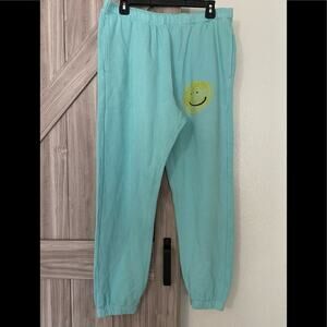 NWT BP medium teal angel painted smiley sweatpants